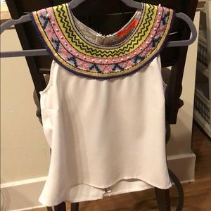 White beaded crop top